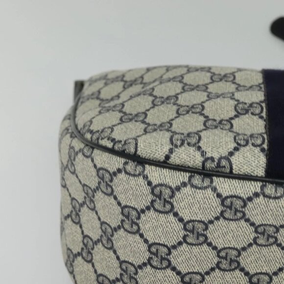 GUCCI GG Supreme Sherry Line Shoulder Bag PVC Navy Gold 10 2 8840 Auth 127091 - Picture 4 of 16